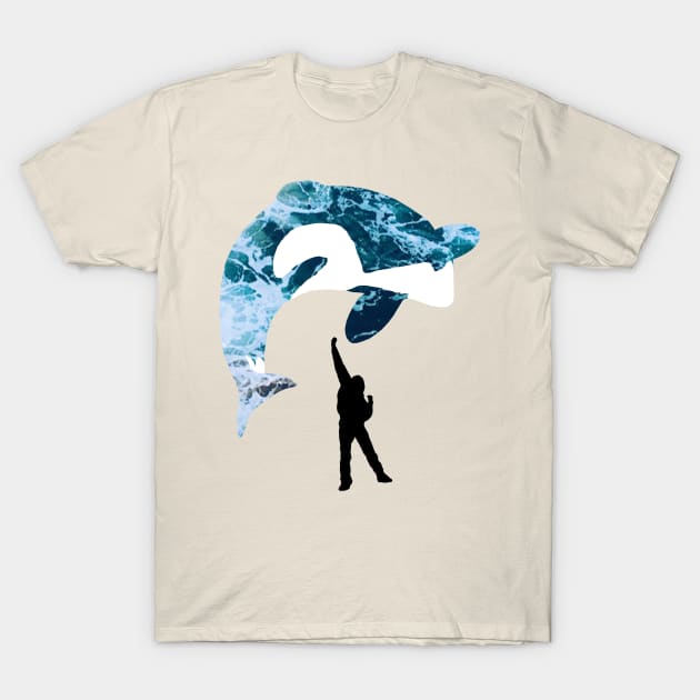 Free Willy Jump Ocean Silhouette T-Shirt by shellysom91